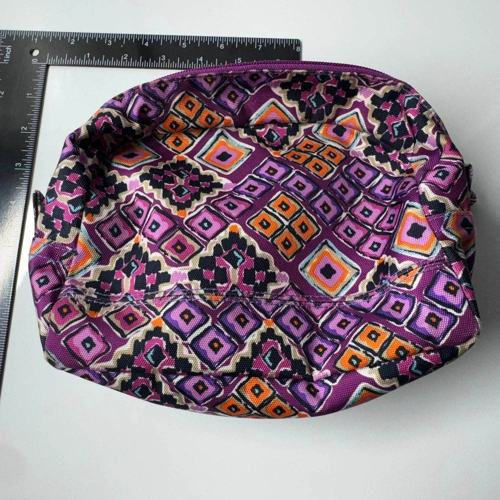 Vera Bradley Purple Geometric Print Zippered Cosmetic Travel Pouch‎ Bag